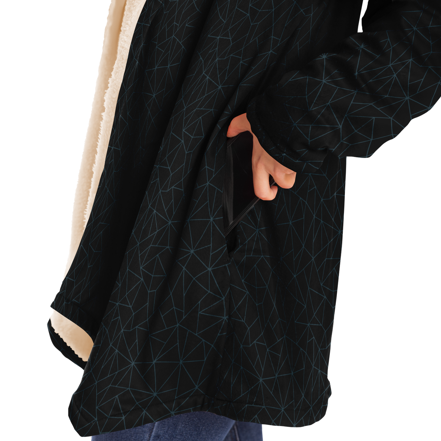 Micro Fleece Robe - Black Ice Print