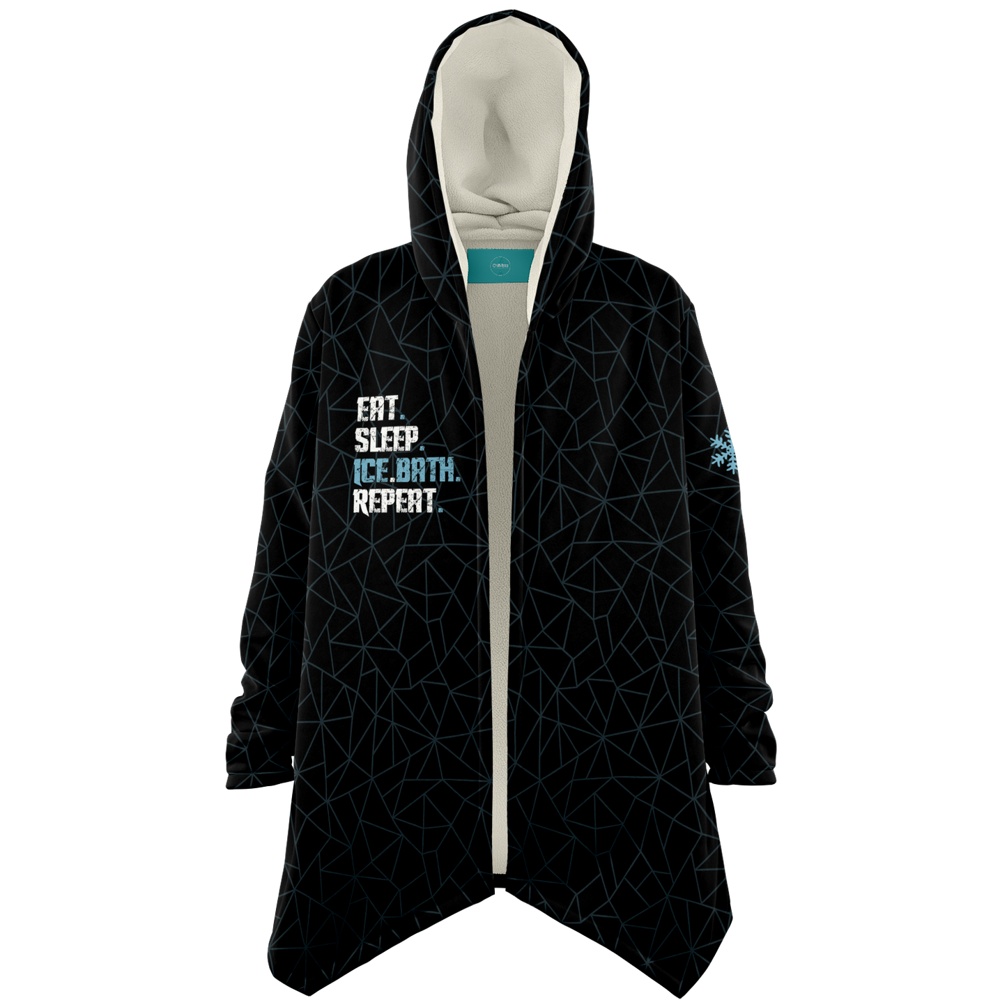 Limited Edition - Eat Sleep Ice Bath Repeat Microfibre Fleece Dry Robe - BLACK