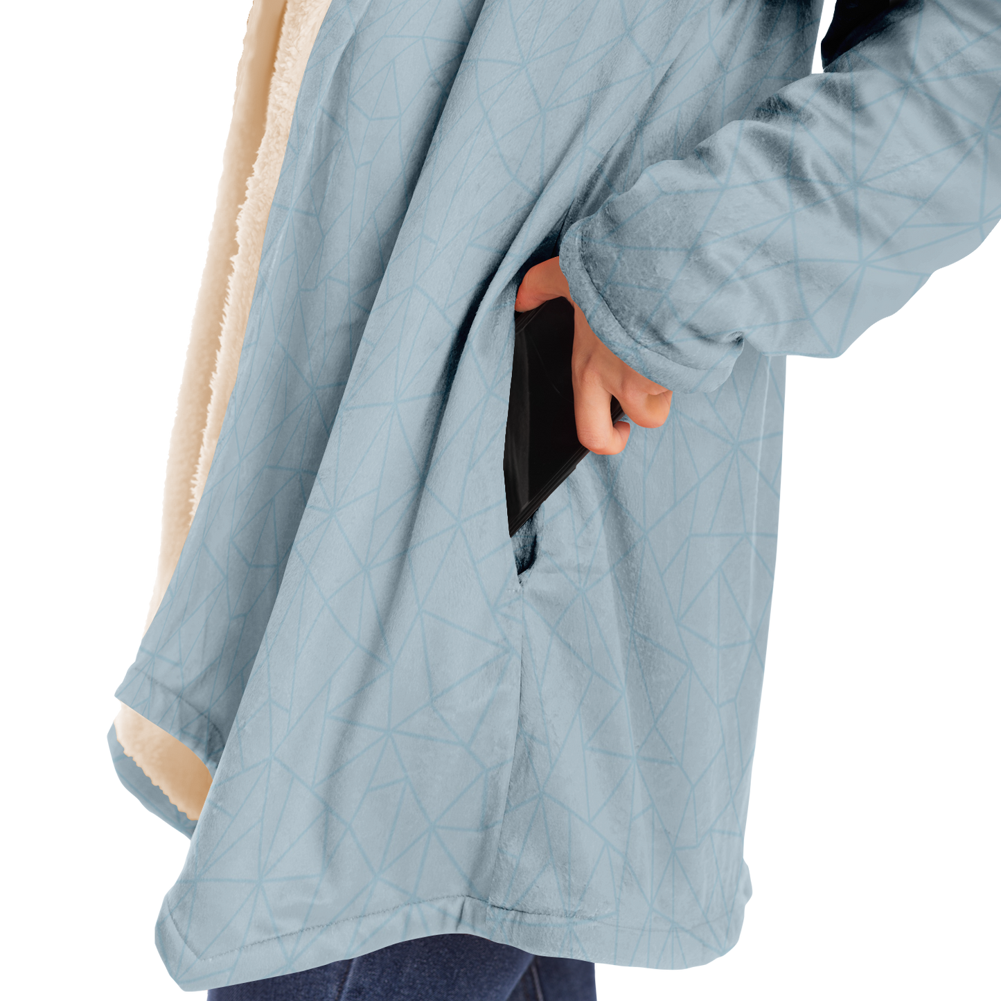 Limited Edition - Chill Seeker Microfibre Fleece Dry Robe Pocket Detail - SKY BLUE