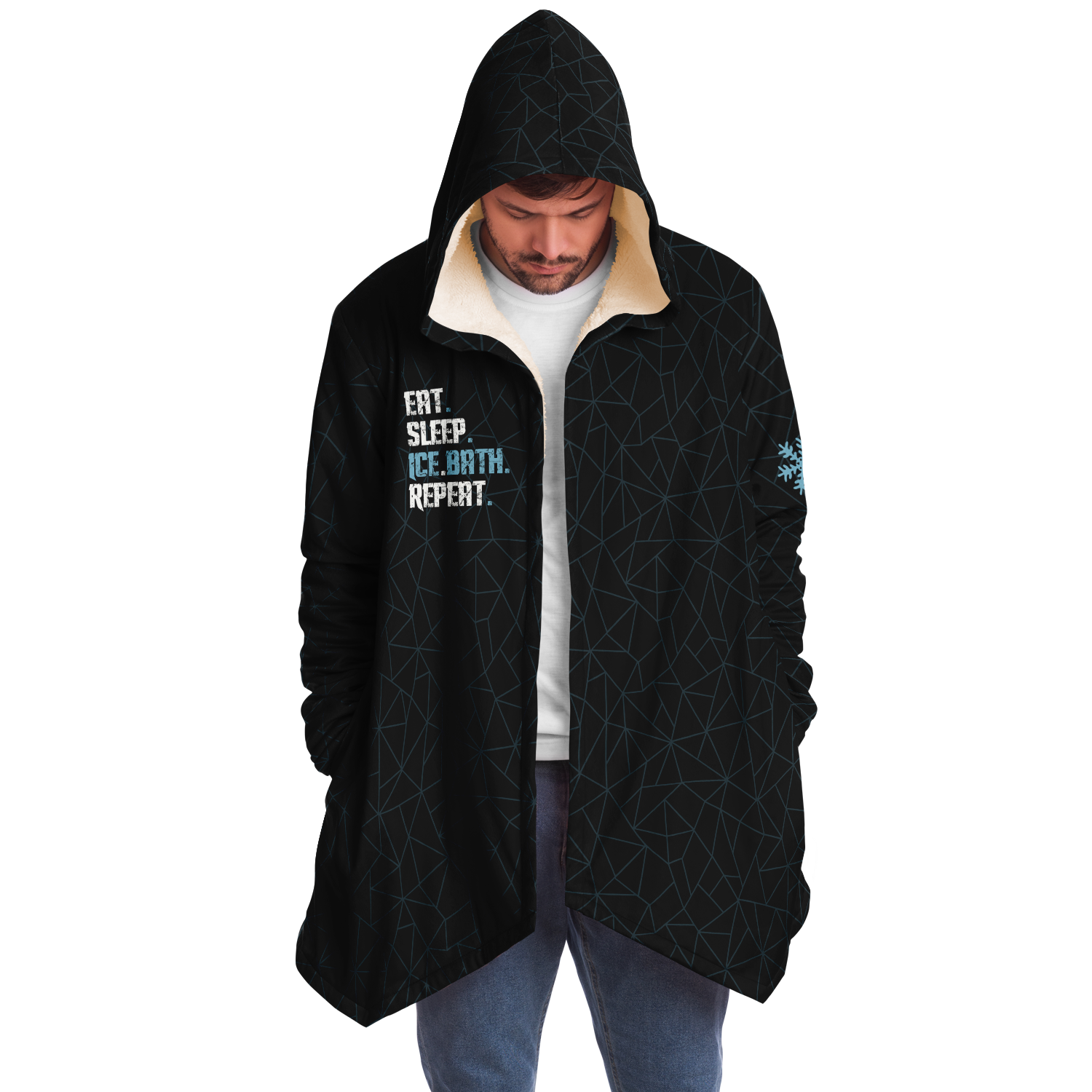 Limited Edition - Eat Sleep Ice Bath Repeat Microfibre Fleece Dry Robe - BLACK