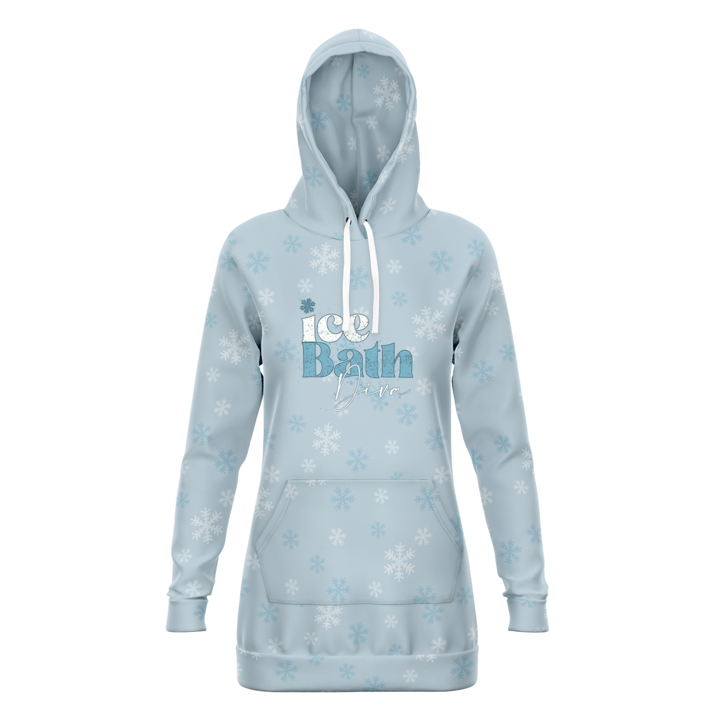 'Ice Bath Diva'- Athletic Longline Hoodie - SKY BLUE