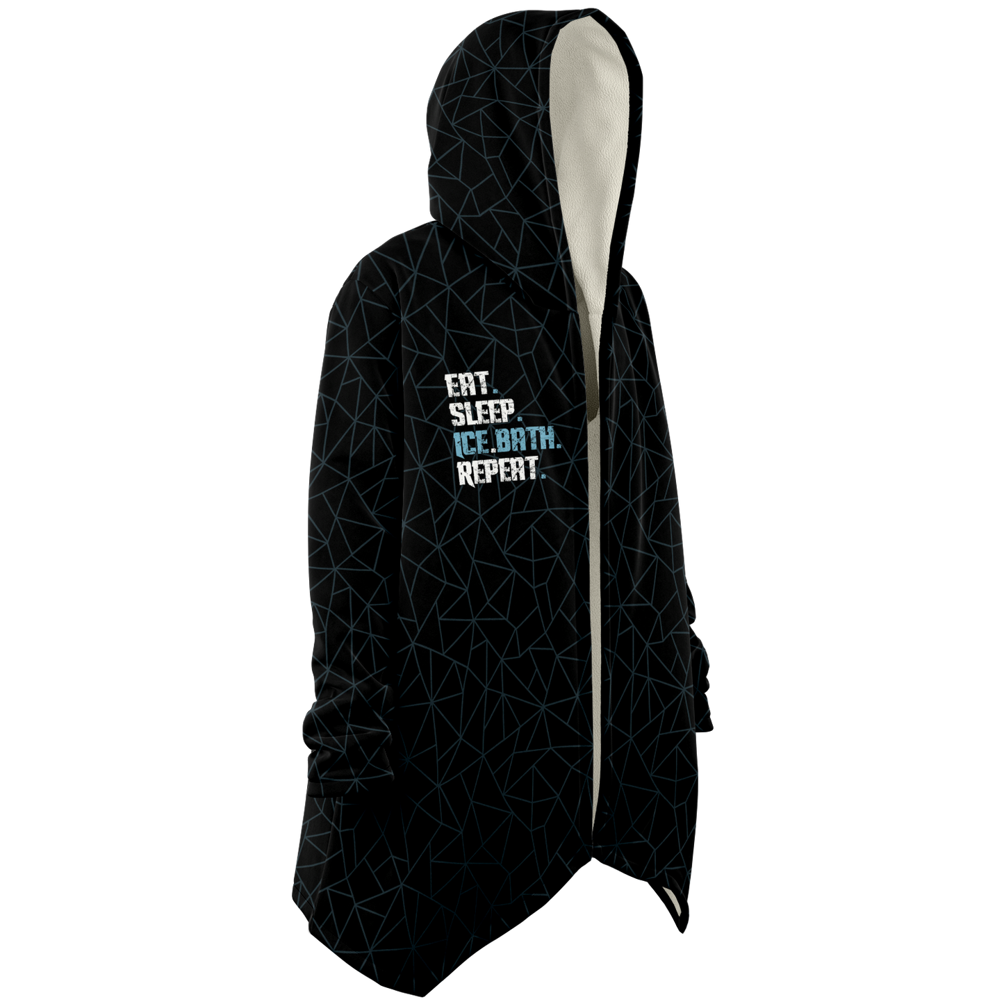 Limited Edition - Eat Sleep Ice Bath Repeat Microfibre Fleece Dry Robe - BLACK