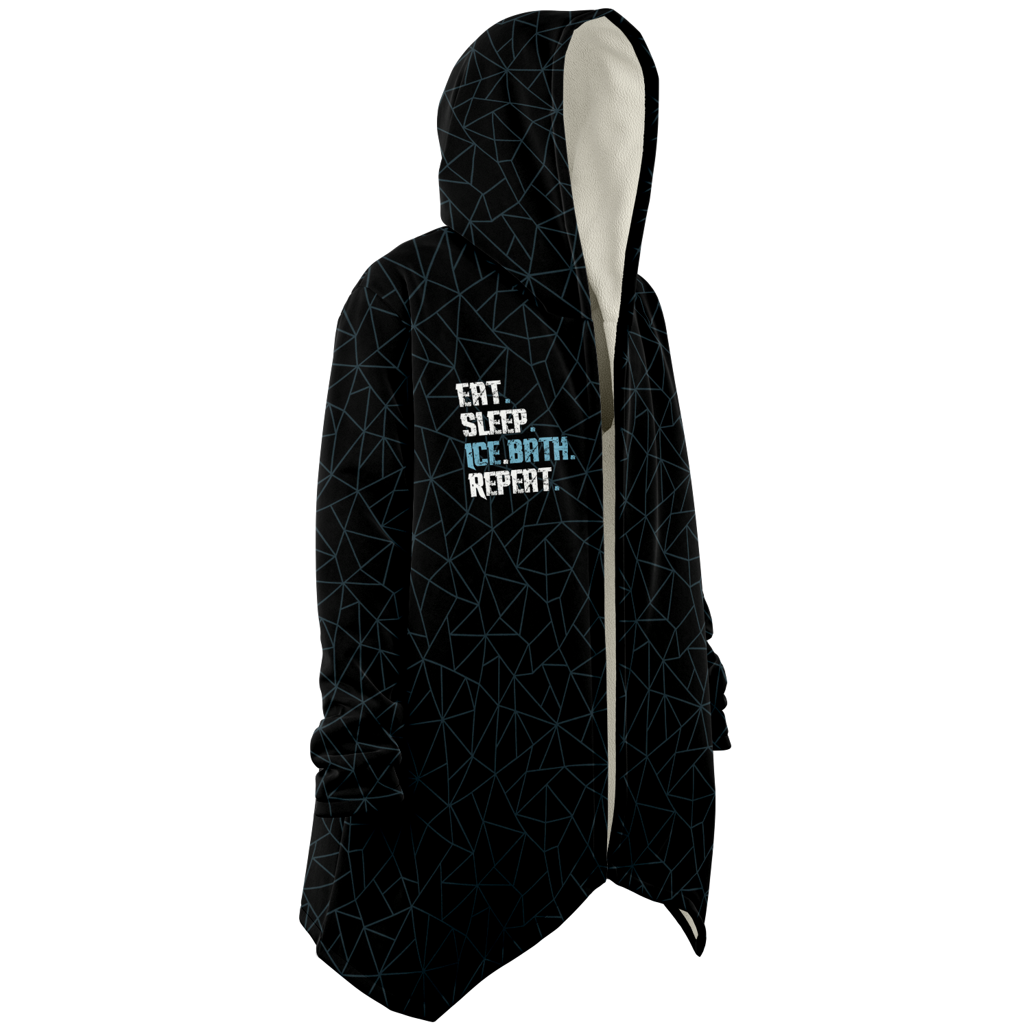 Limited Edition - Eat Sleep Ice Bath Repeat Microfibre Fleece Dry Robe - BLACK