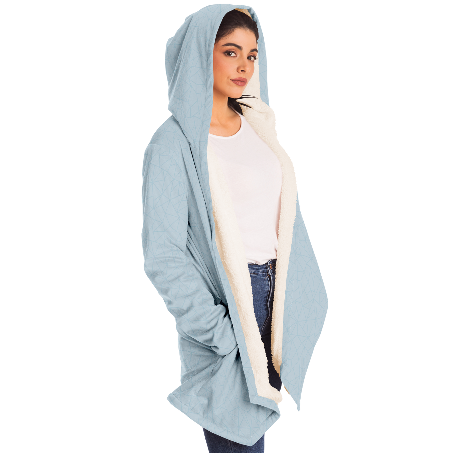 Micro Fleece Drying Robe - Sky Blue Ice Print