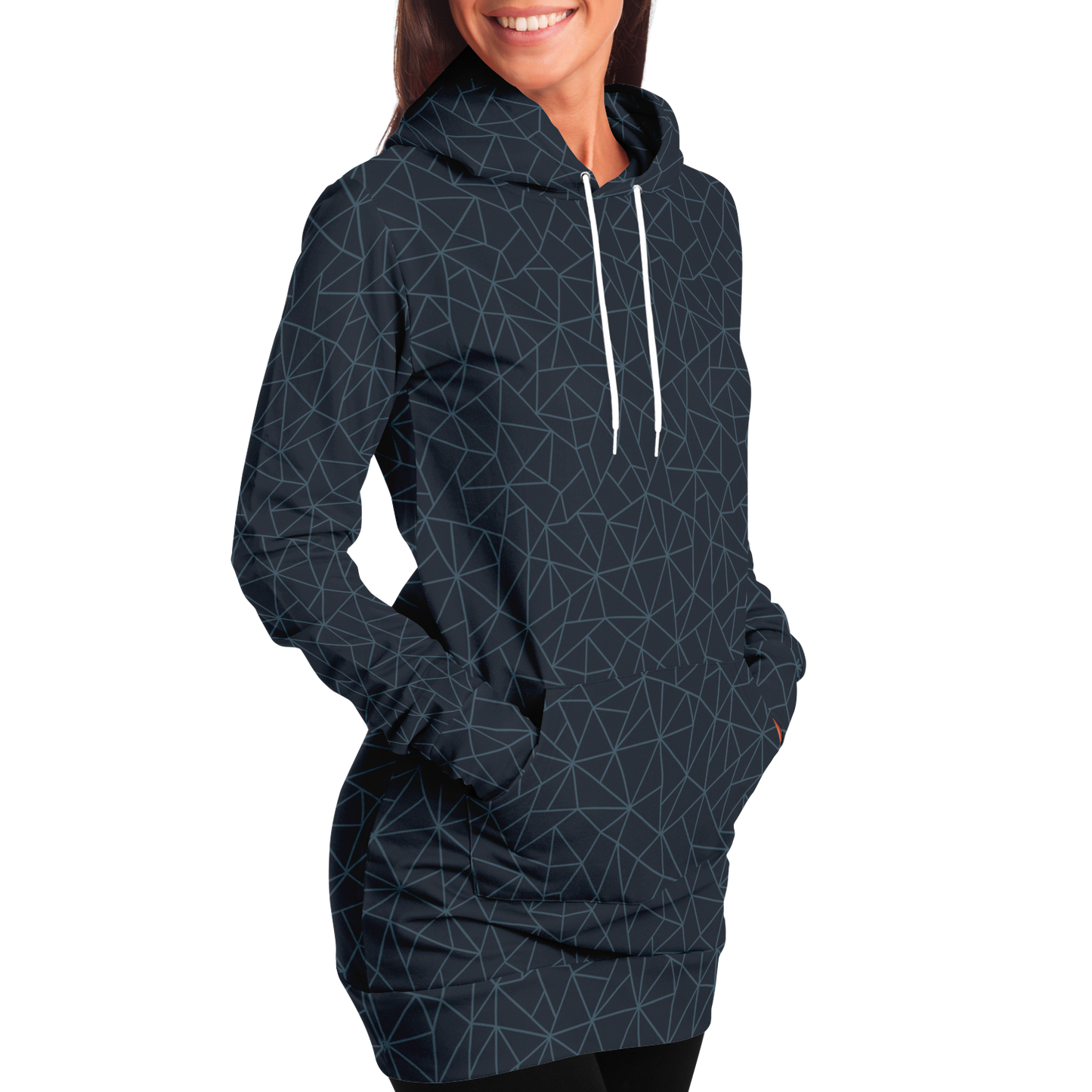 Athletic Longline Hoodie - Navy Blue Ice