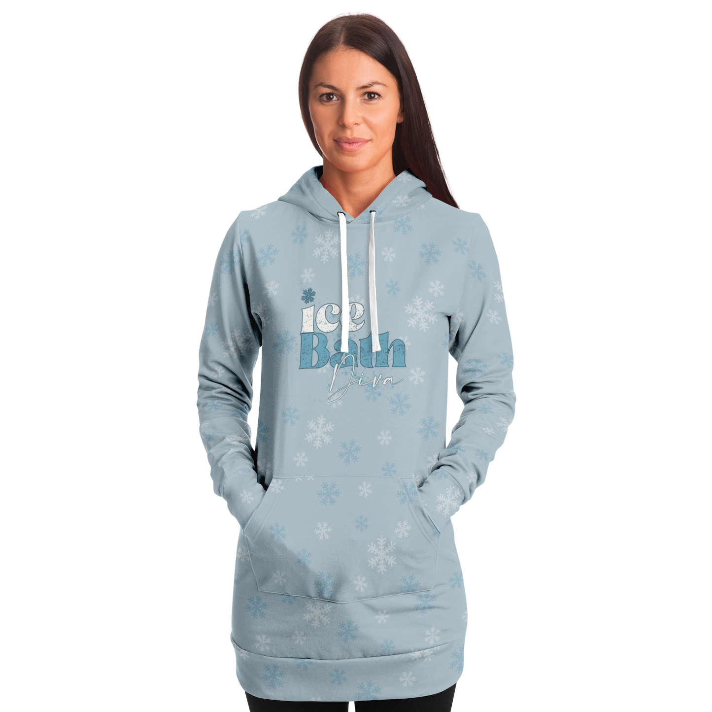 'Ice Bath Diva'- Athletic Longline Hoodie - SKY BLUE