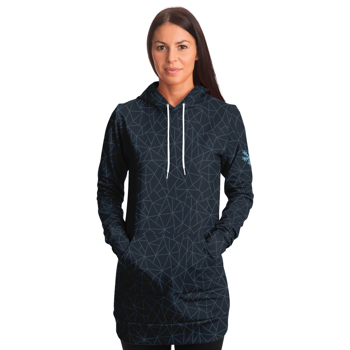 Athletic Longline Hoodie - Navy Blue Ice